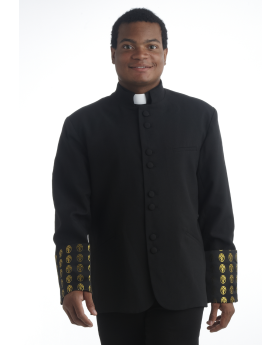 Men's Black and Gold Clergy Coat