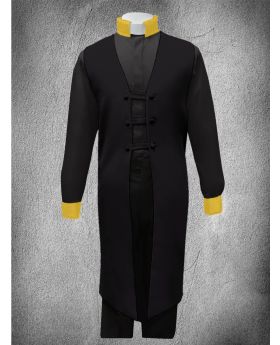 Contrast Ministerial Vesture Set - Black/Black-Gold Contrast