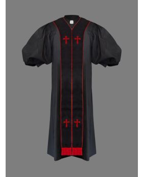 Clergy Pulpit Robe in Black & Red