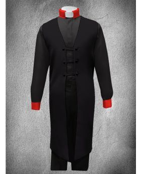 Contrast Ministerial Vesture Set - Black/Black-Red Contrast