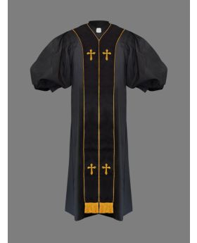 Clergy Pulpit Robe in Black and Gold