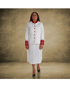 Ladies White and Red Clergy Suit