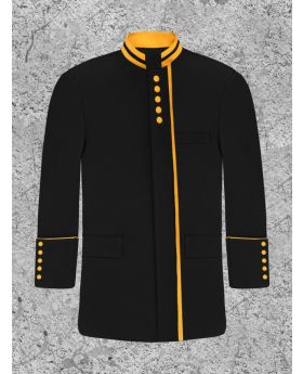 Men's Black and Gold Clergy Frock Coat for Male Preacher