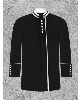 Black and White Modern Button Clergy Jacket