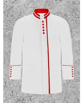 Men's White and Red Clergy Frock Coat