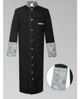 Black and Gold Custom Brocade Mens Clergy Robe