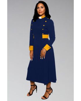 Red and Gold Clergy Minister's Dress with Tab Collar