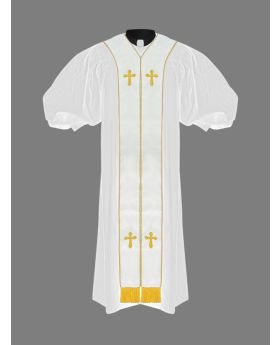 Pulpit Minister's Robe in White & Gold