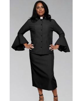 Ladies Black on Black Clergy Pastor Suit