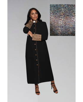 Suit Avenue Exclusive Women's Clergy Robe - Black with Exotic Print