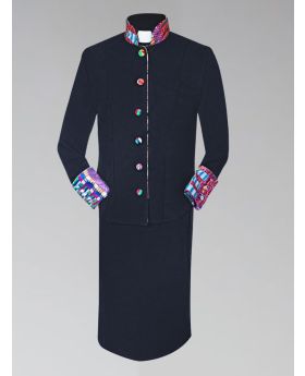 Women's Clergy Suit with Modern African Kwangali Kente Fabric