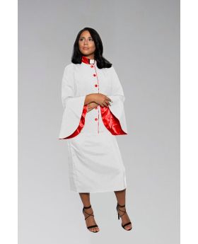 Ladies White and Red Clergy Suit 