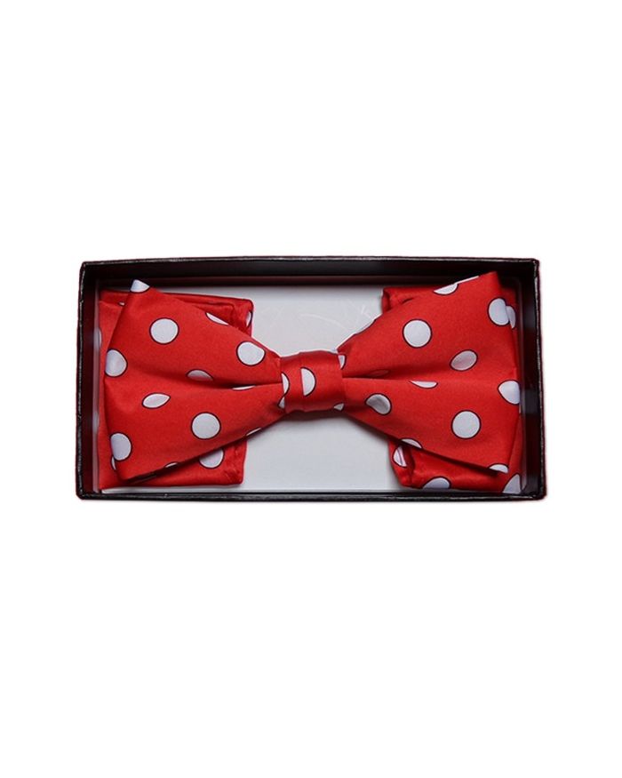 *Men's Polka Dot Bow Tie + Hanky - Red & White