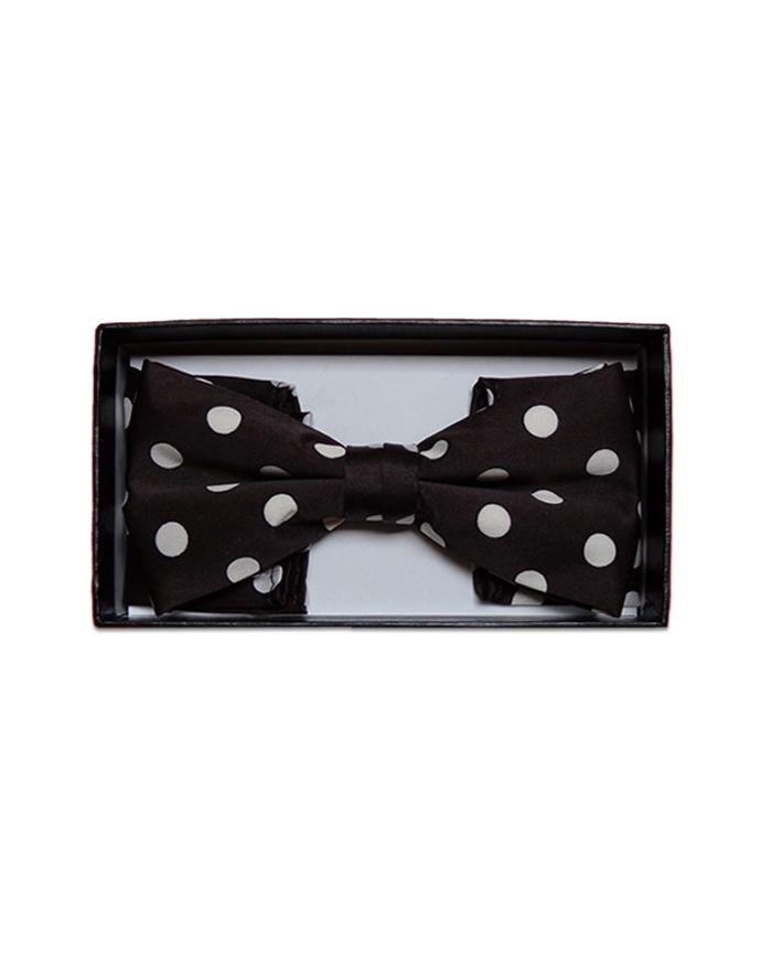 *Men's Polka Dot Bow Tie + Hanky - Brown & Ivory