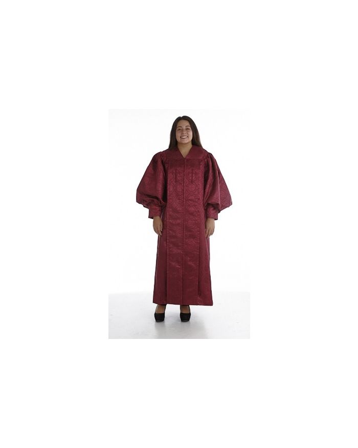 956 P. Men's & Women's Clergy Robe - Solid Burgundy Brocade 