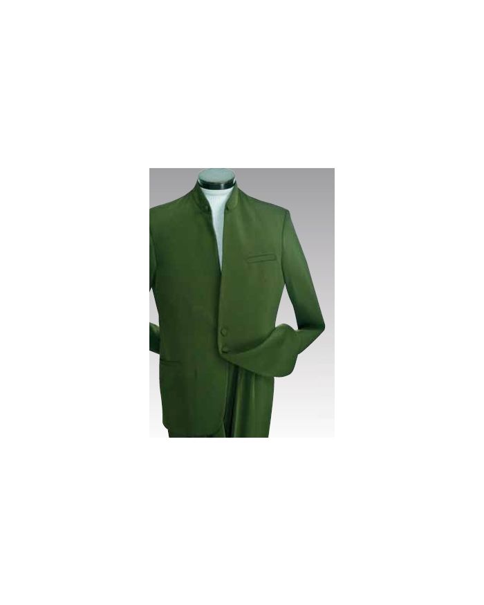 Open-Collar 2-Button Clergy Suit - Olive