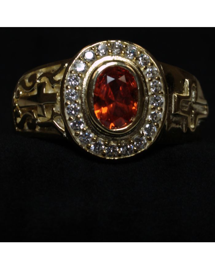 Clergy Ring with Red Stone - Gold w/ Red