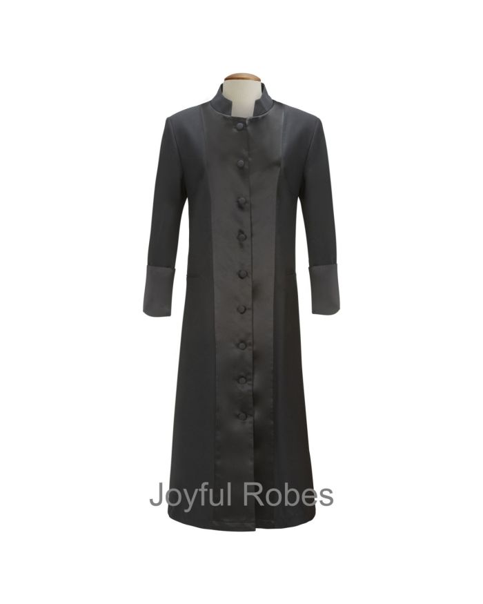 126 W. Women's Satin Pastor/Clergy Robe Black/Black