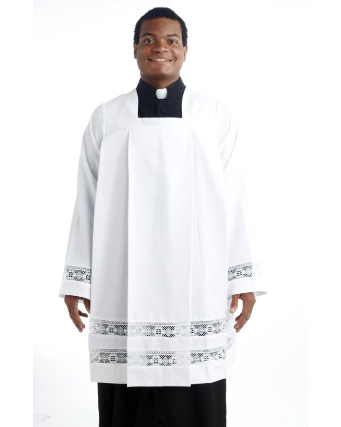 Men's Ministerial Square-Neck Surplice with Lace