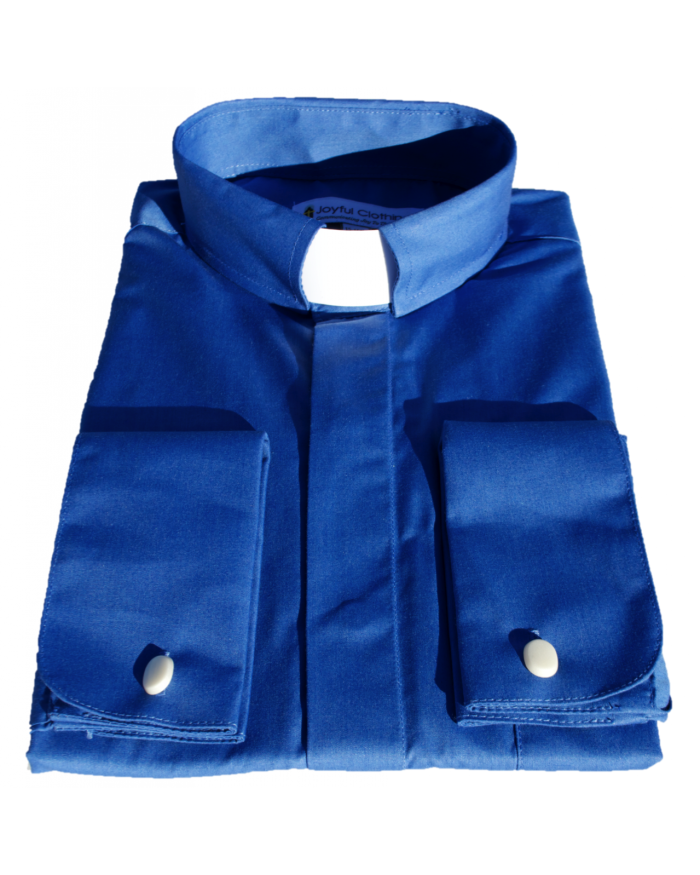 121. Men's Long-Sleeve Tab-Collar Clergy Shirt - Royal Blue