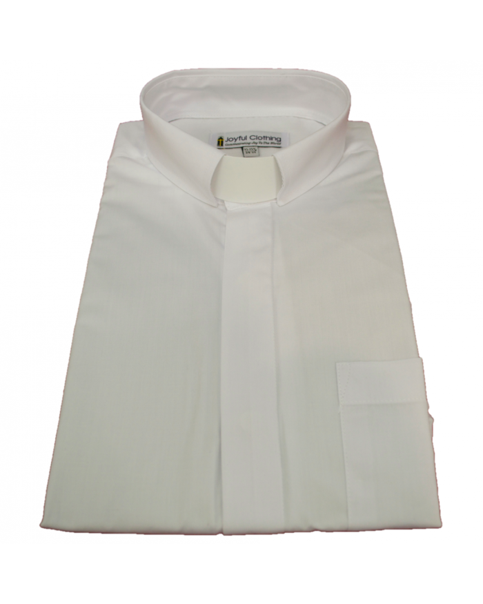 103. Men's Long-Sleeve Tab-Collar Clergy Shirt - White
