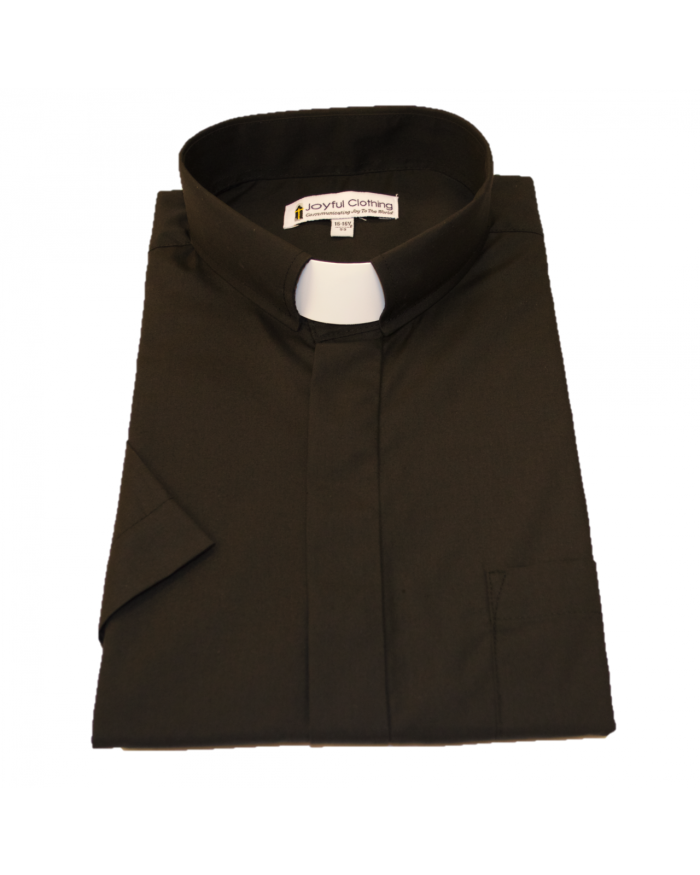 151. Men's Short-Sleeve Tab-Collar Clergy Shirt - Black