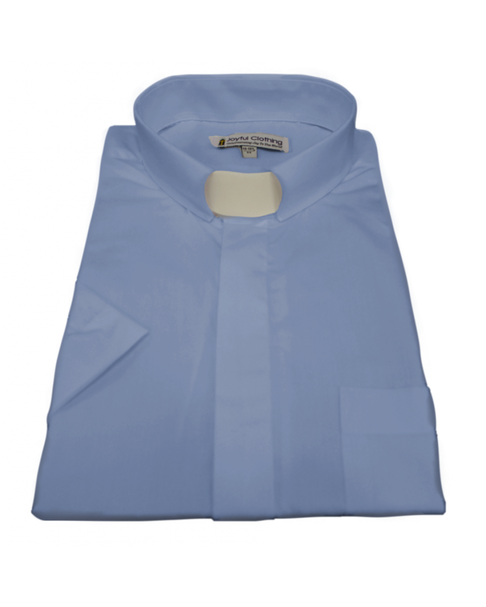 163. Men's Short-Sleeve Tab-Collar Clergy Shirt - Light Blue