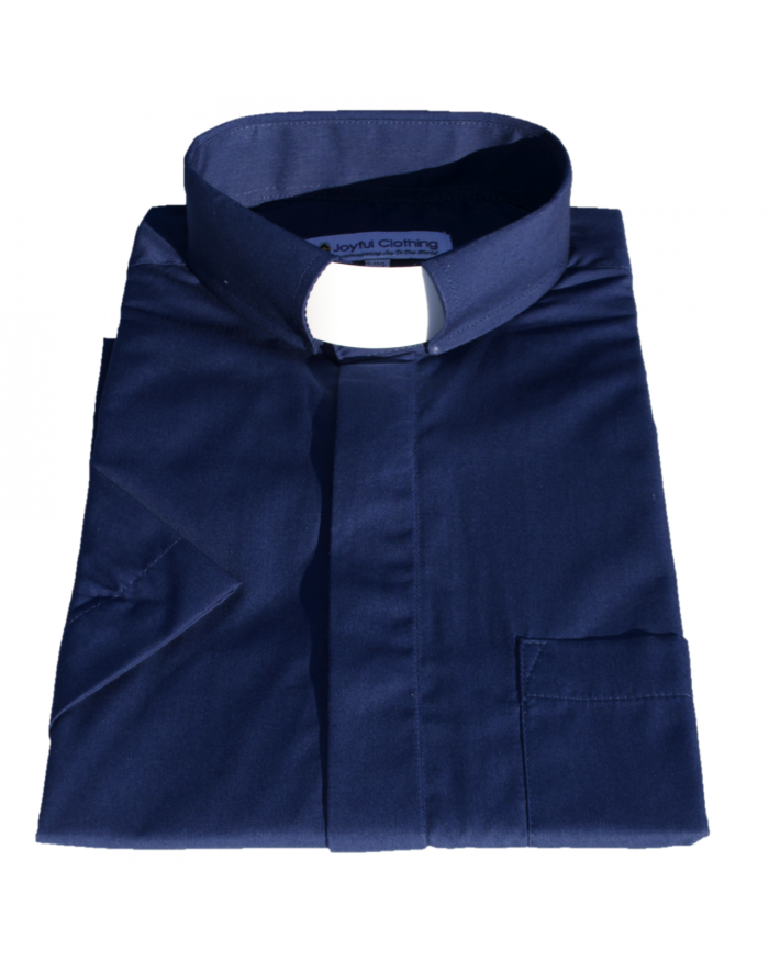 175. Men's Short-Sleeve Tab-Collar Clergy Shirt - Navy