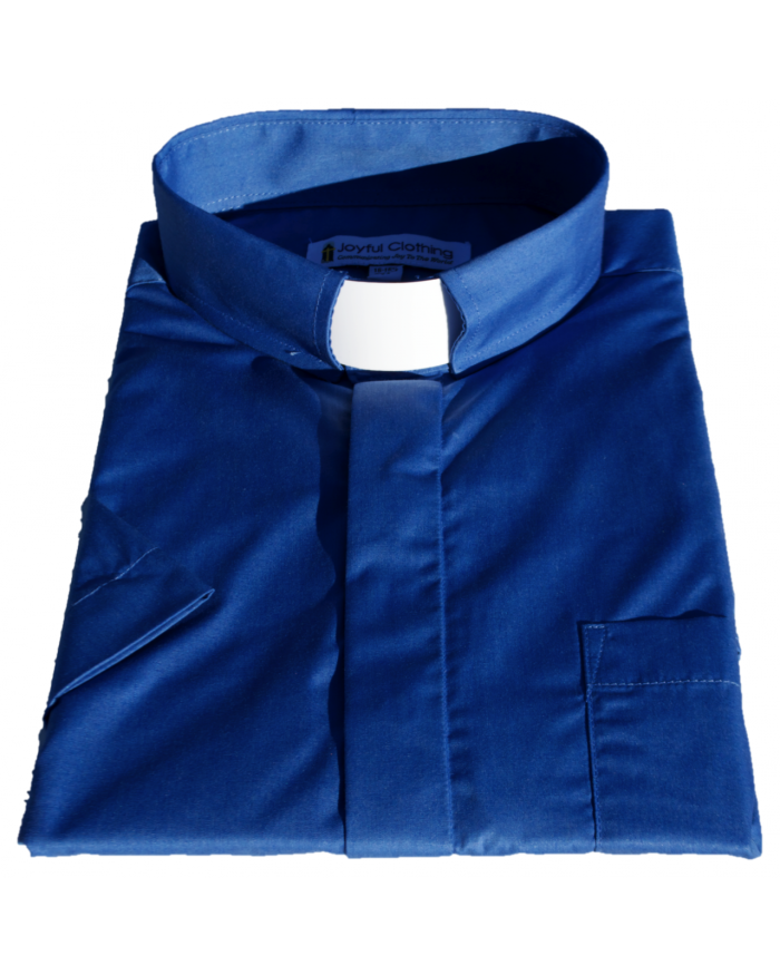 171. Men's Short-Sleeve Tab-Collar Clergy Shirt - Royal Blue