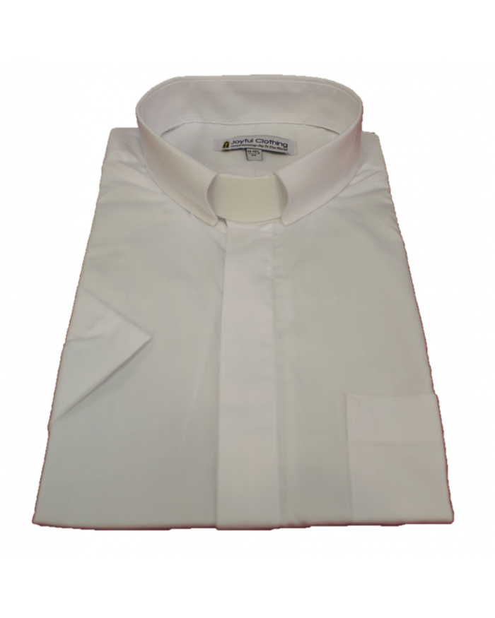 153. Men's Short-Sleeve Tab-Collar Clergy Shirt - White
