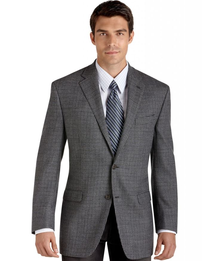 Men's Lauren by Ralph Lauren Silk/Wool Plaid Sport Coat - Gray
