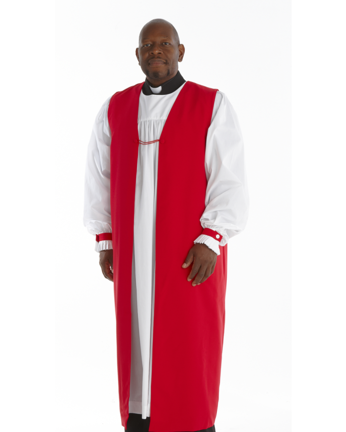 Traditional Clergy Chimere with Fluting - Scarlet Red