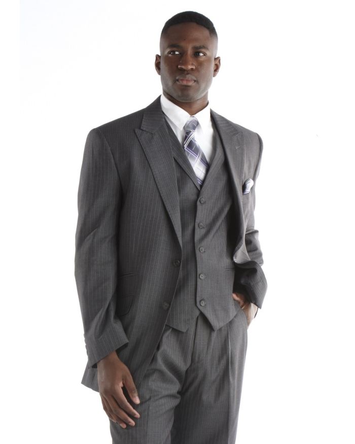 Steve Harvey Pinstripe 3 Pc. Suit - Grey