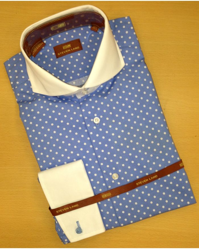 Men's Steven Land Polka Dot Dress Shirt - French Blue