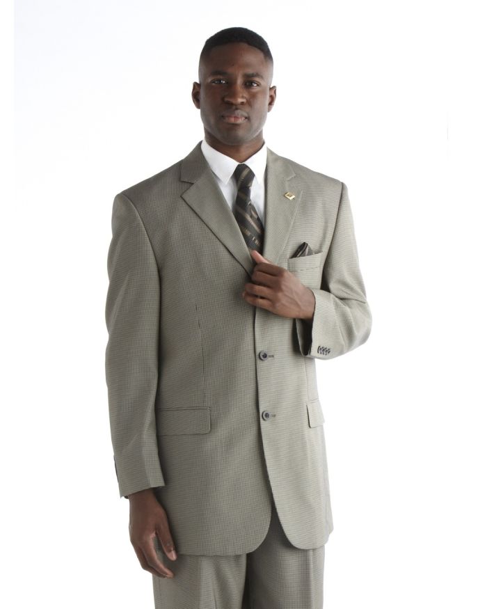 Stacy Adams Houndstooth Suit - Beige