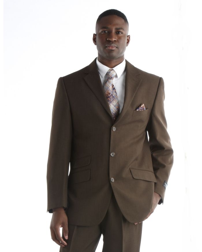 Steve Harvey Striped Design Suit - Brown