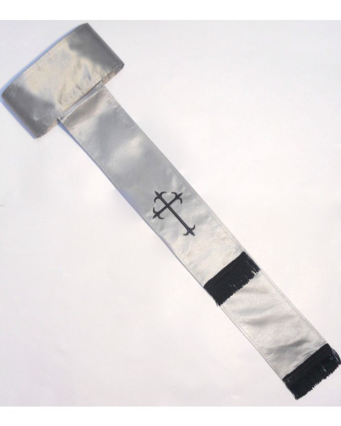 Band Cincture Belt - Silver/Black Cross
