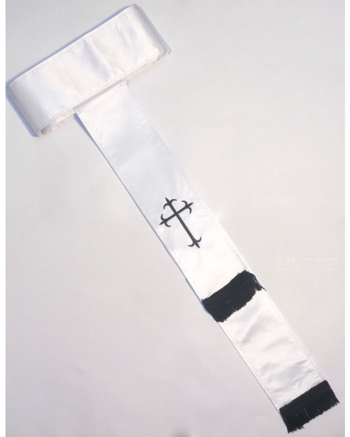 Band Cincture Belt - White/Black Cross