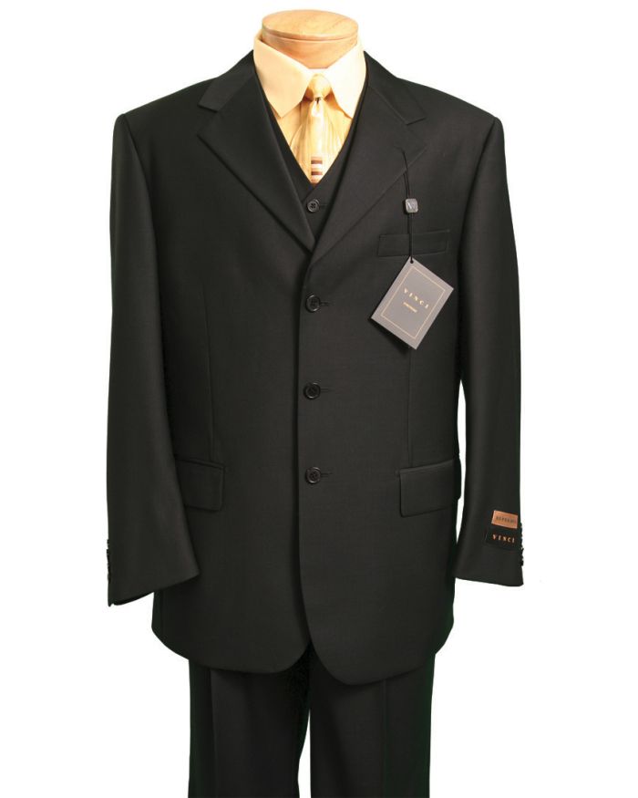 Men's Italian-Style 3 Pc. Suit - Black