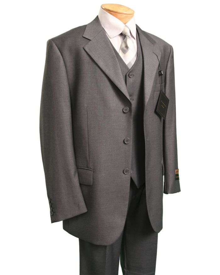 Men's Italian-Style 3 Pc. Suit - Heather Gray