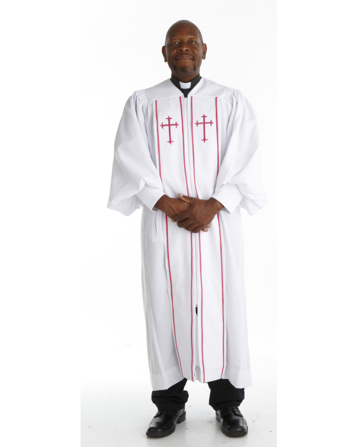 925 P. Men's & Women's Clergy Robe - White/Red