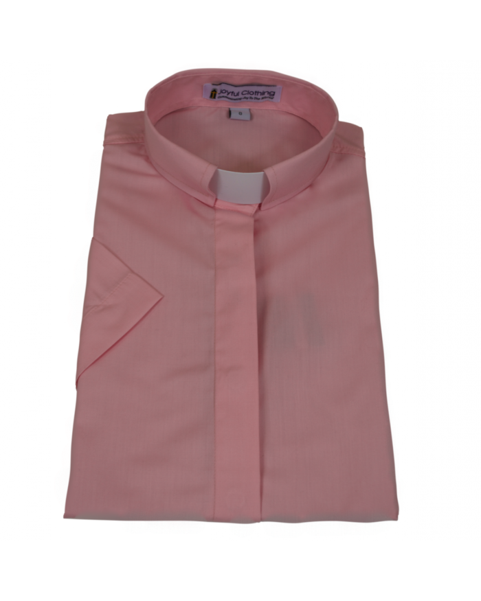 579. Women's Short-Sleeve Tab-Collar Clergy Shirt - Pink