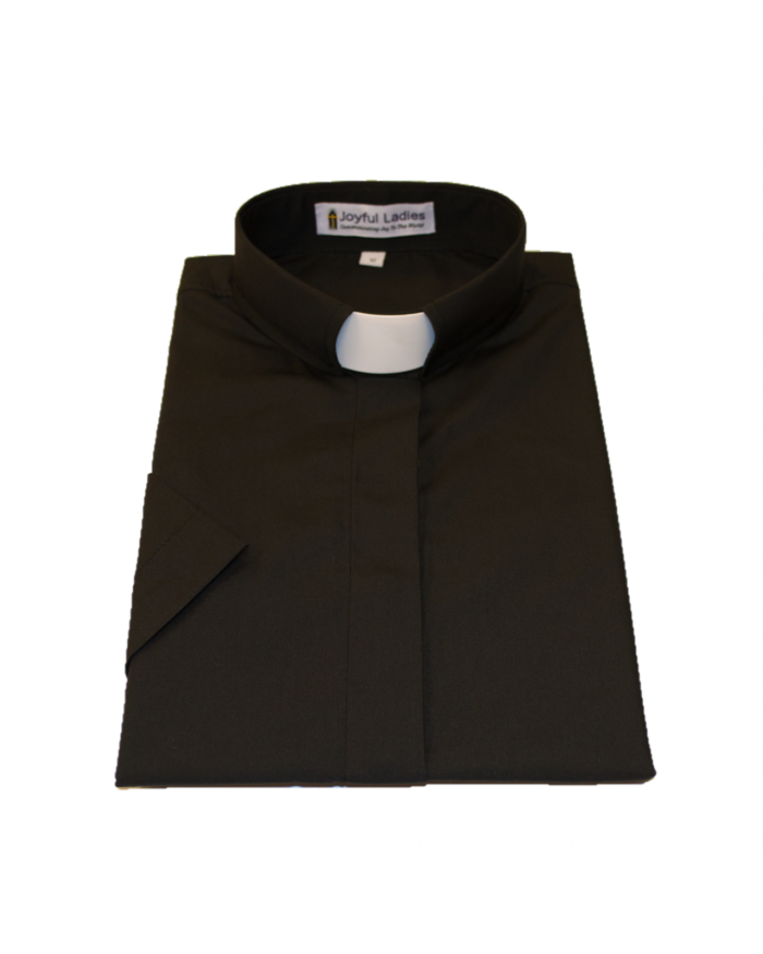 551. Women's Short-Sleeve Tab-Collar Clergy Shirt - Black