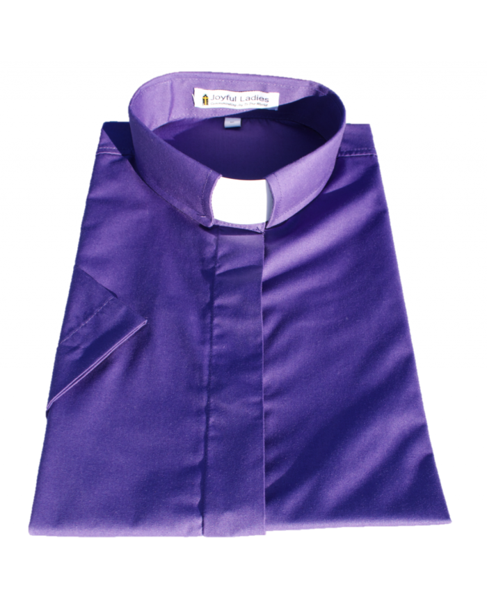 555. Women's Short-Sleeve Tab-Collar Clergy Shirt - Purple