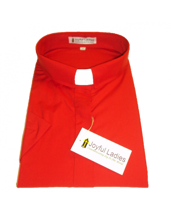 557. Women's Short-Sleeve Tab-Collar Clergy Shirt - Red