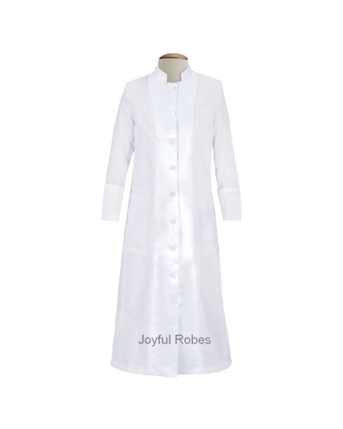 127 W. Women's Pastor/Clergy Robe with Satin - White/White A