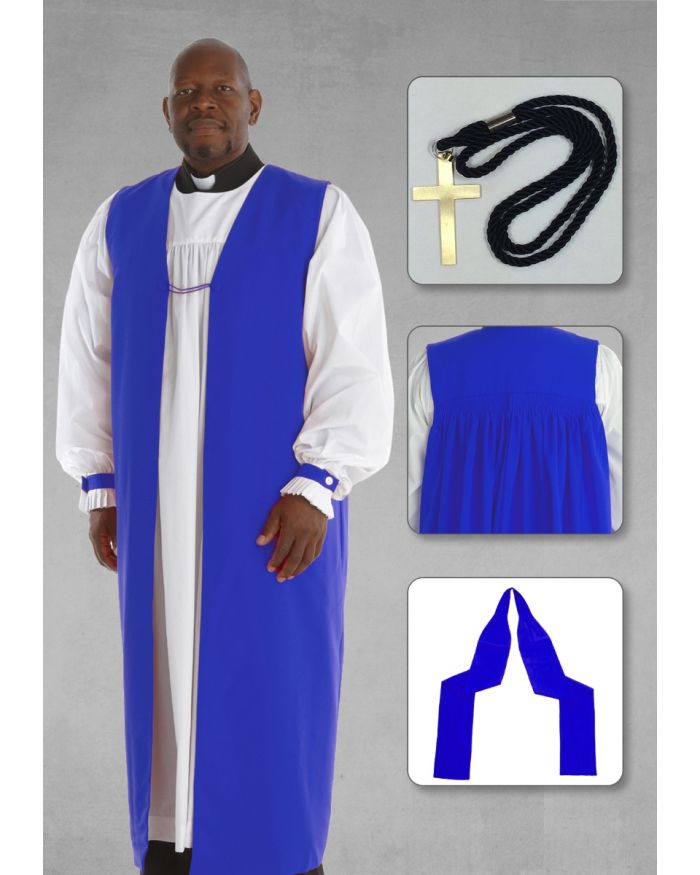 Bishop Chimere and Clergy Rochet with Tippet in Royal Blue 