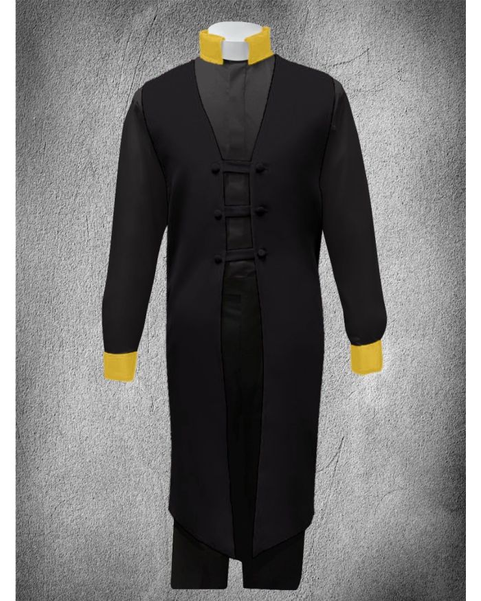 Contrast Ministerial Vesture Set - Black/Black-Gold Contrast