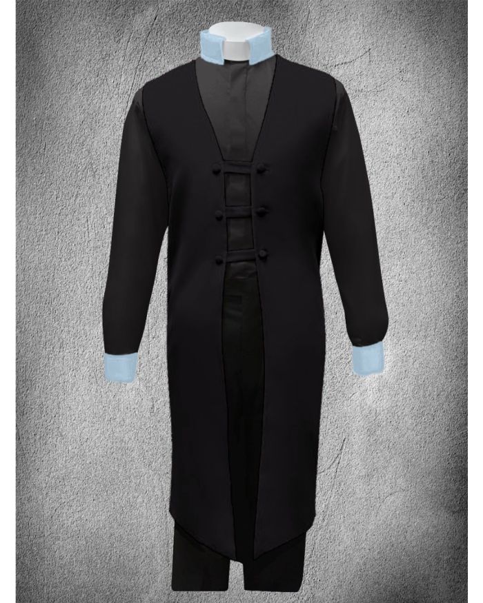 Contrast Ministerial Vesture Set - Black/Black-Light Blue Contrast