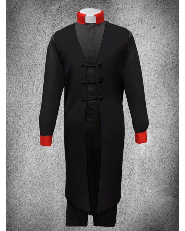 Contrast Ministerial Vesture Set - Black/Black-Red Contrast